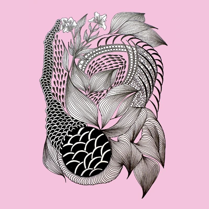 Black and White Leaf Snake Pattern