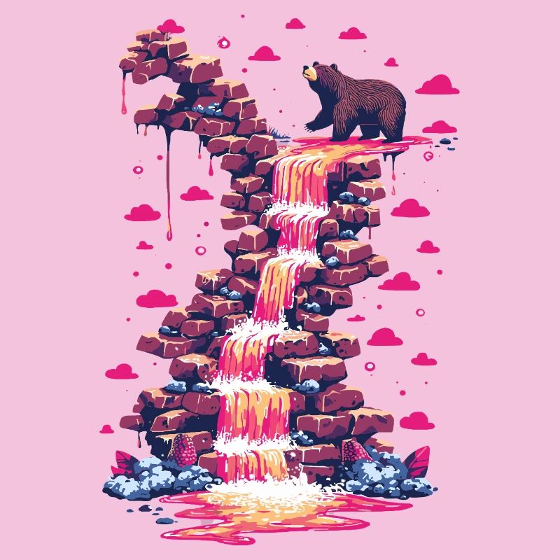 Pinker Wasserfall mit Bärenlicht