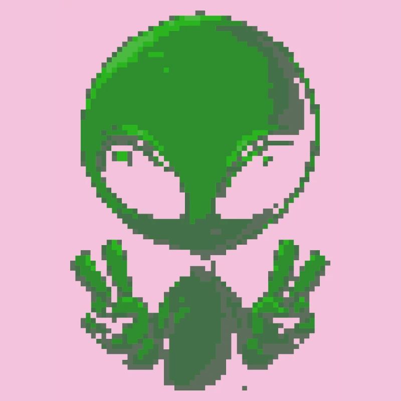 Pixel Alien Friedenszeichen