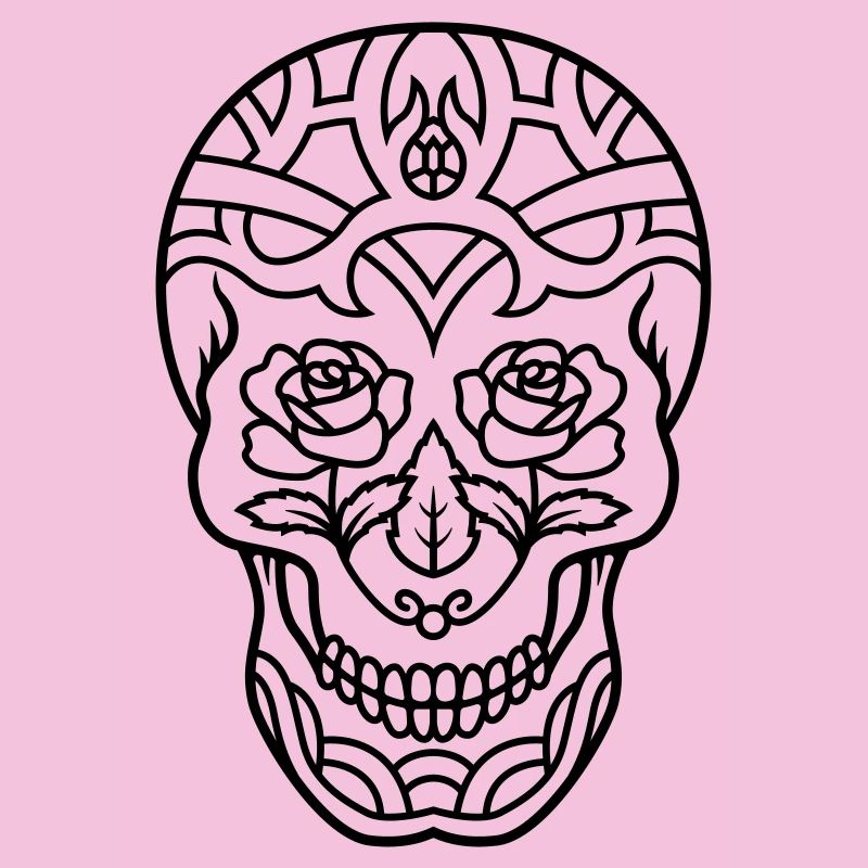 Decorated skull with roses