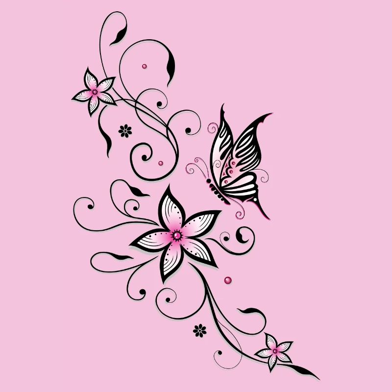 Vrille de filigrane avec papillon et fleurs.