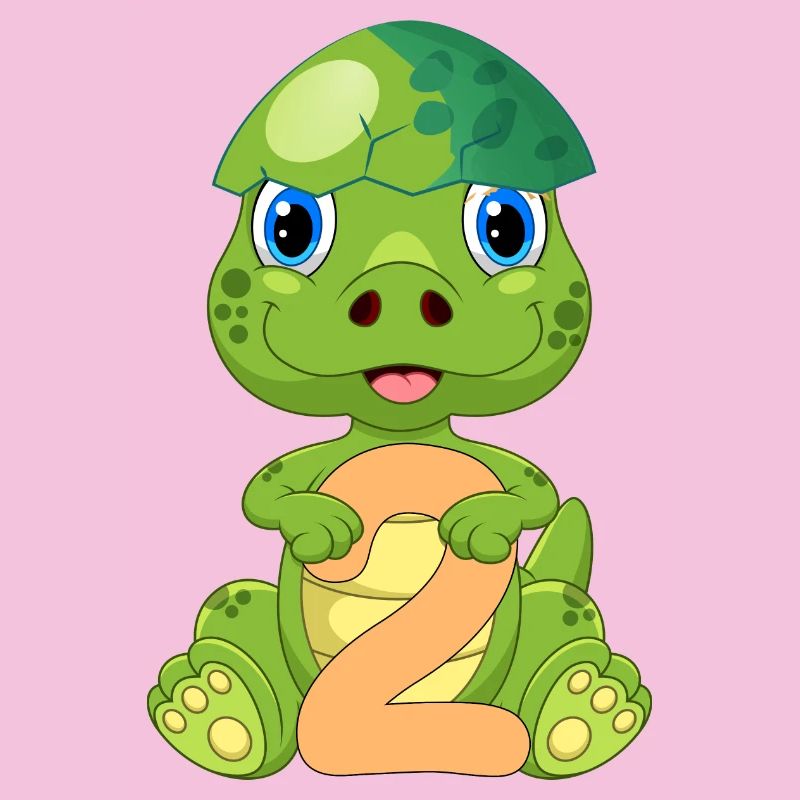 Tortue avec le numéro 2 - Conception d’anniversaire