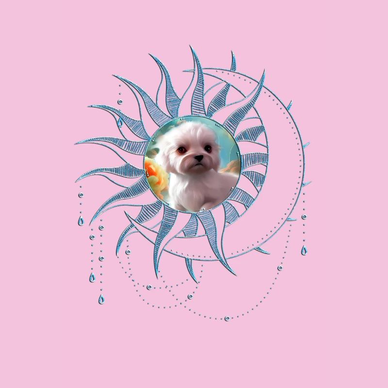 Chiot mignon avec des fleurs