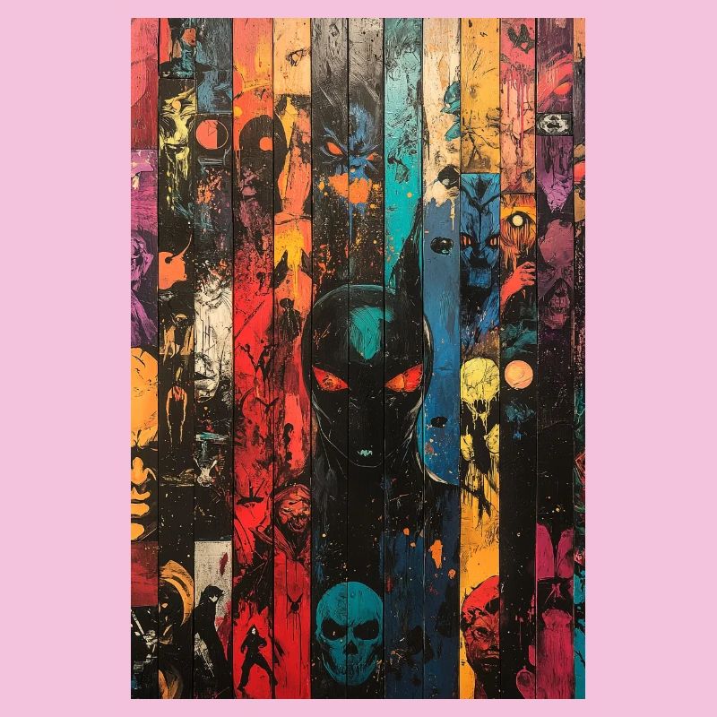 Colored Skull Panel Art