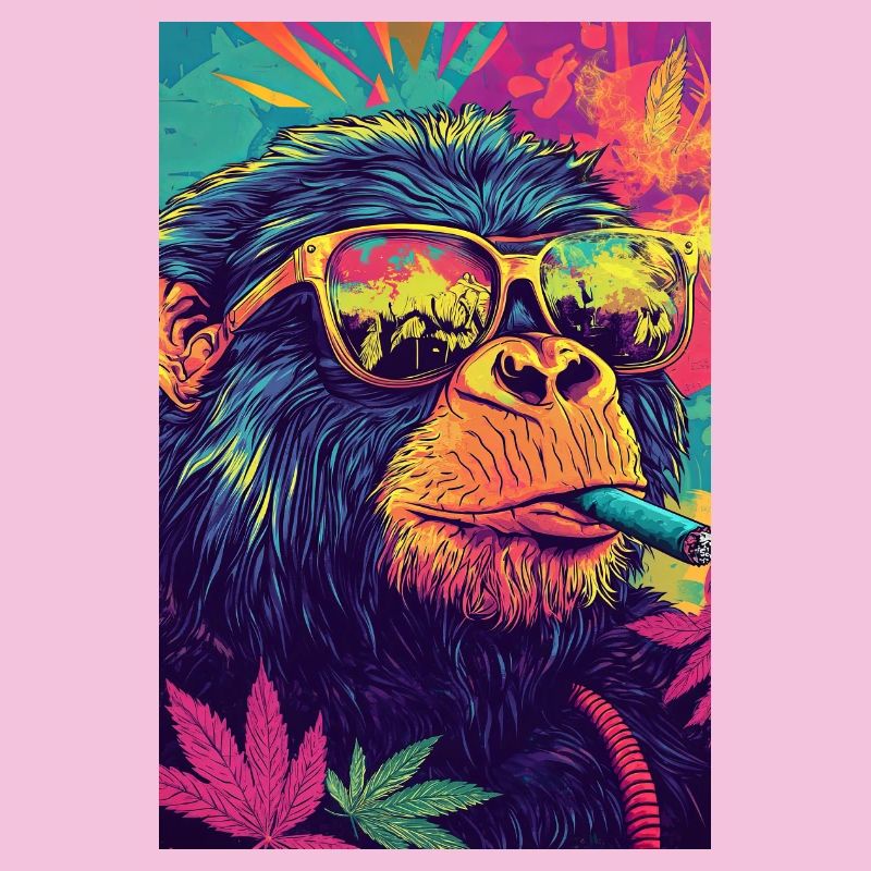 Psychedelischer Affe mit Sonnenbrille