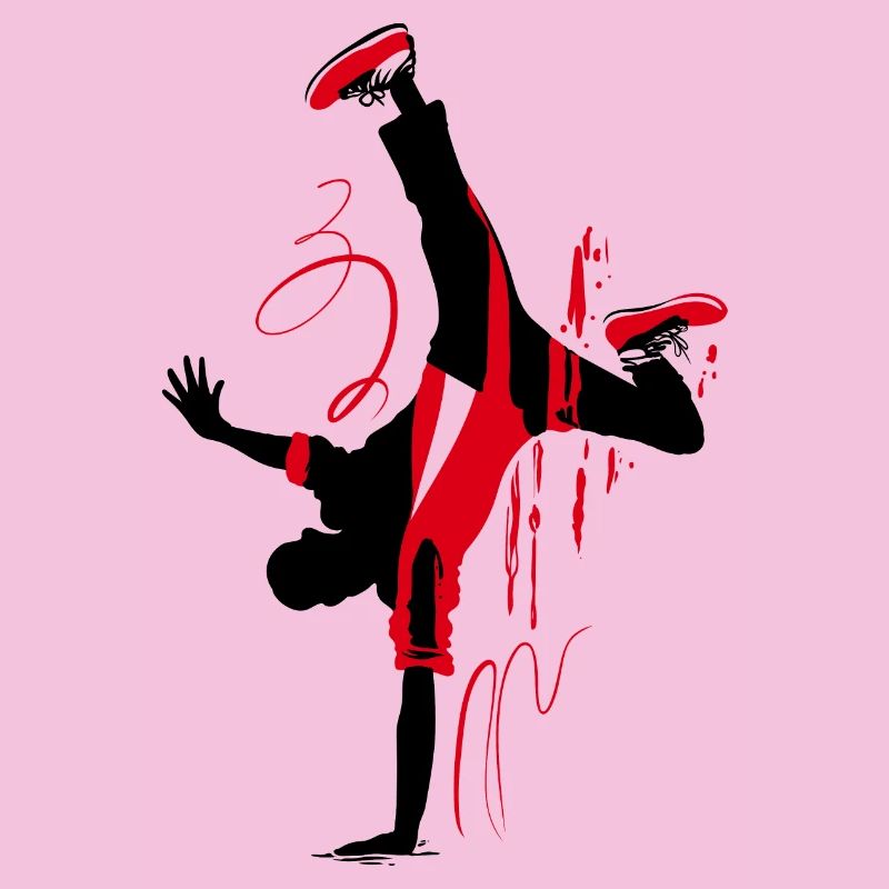 Silhouette de breakdancer en rouge noir, abstrait