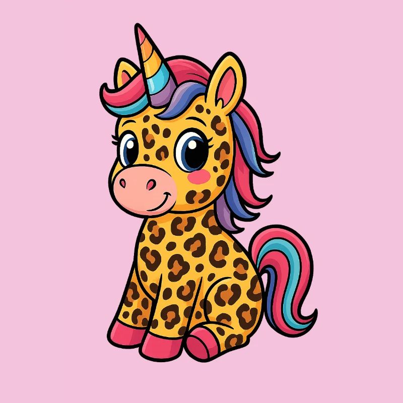 Licorne léopard - Conception de dessin animé mignon
