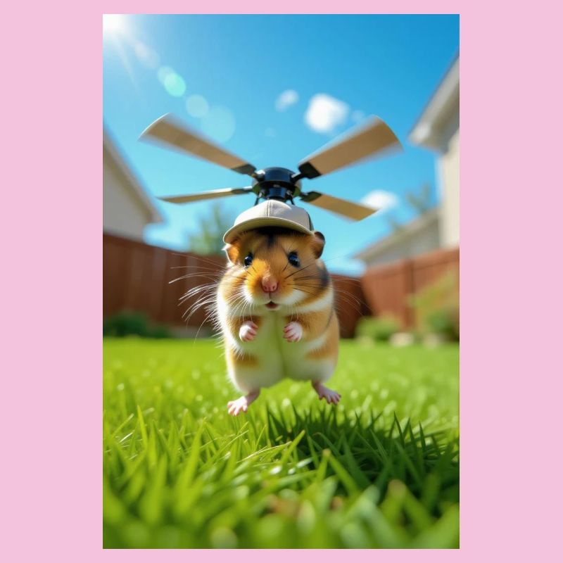 Hamster pilot in a helicopter