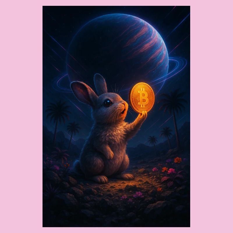 Lapin de l’espace avec Bitcoin Coin