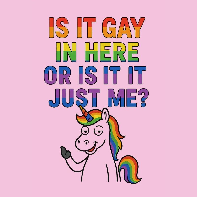 Humorous rainbow bangs with LGBTQ theme