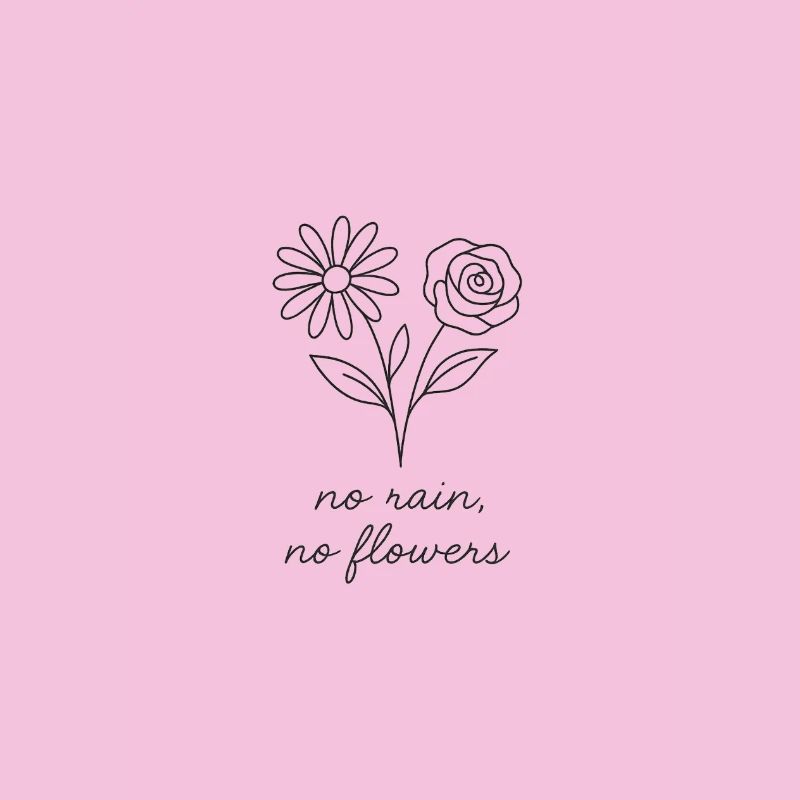 Pas de pluie, pas de fleurs - Dessin à la main, minimalisme