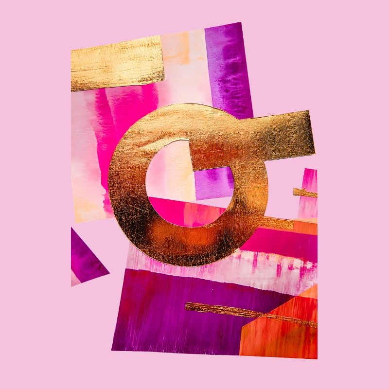 Design abstrait avec doré, rose et violet