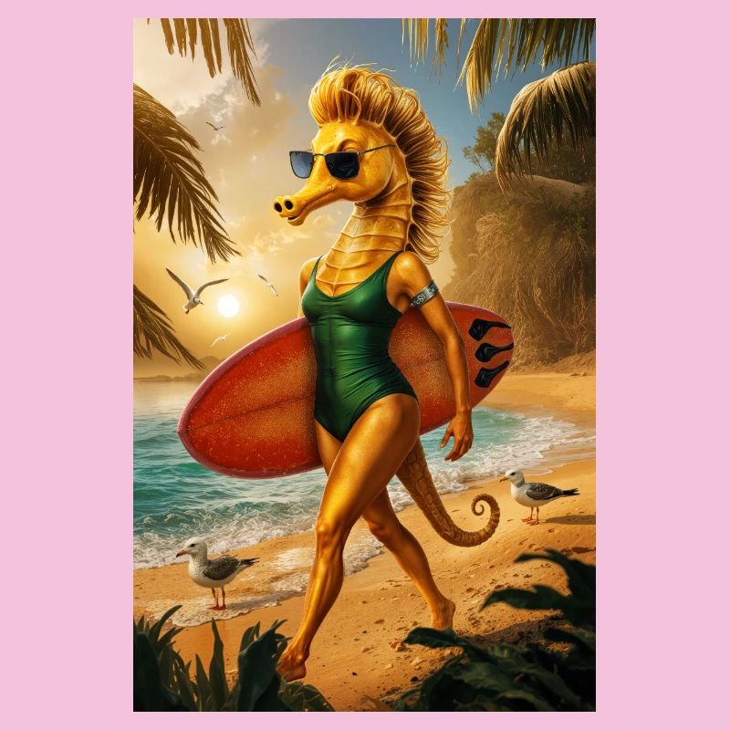 Surfer Humanoides Seepferdchen