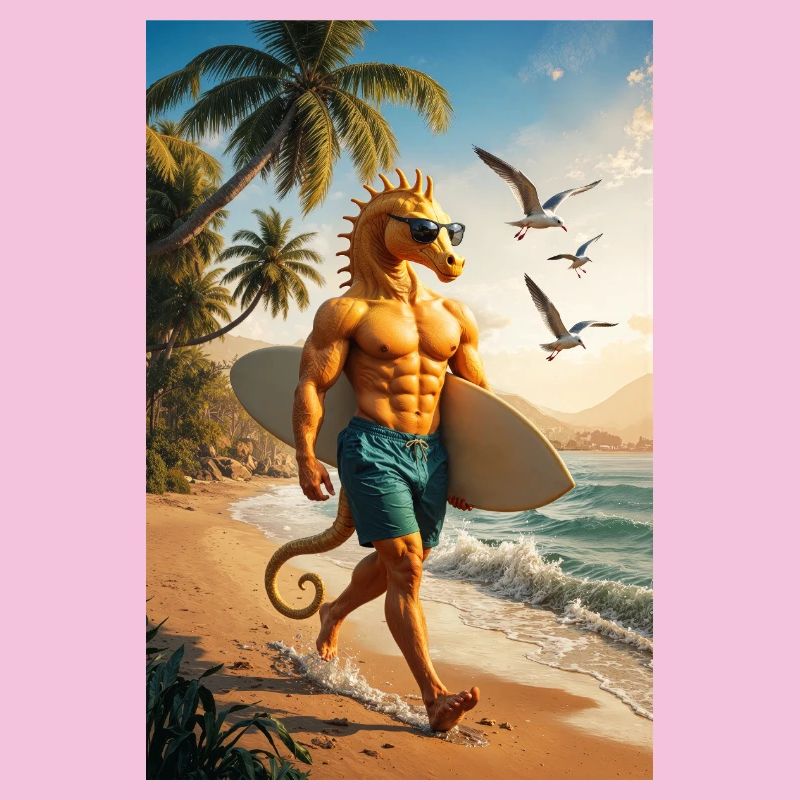 Surfer Humanoides Seepferdchen