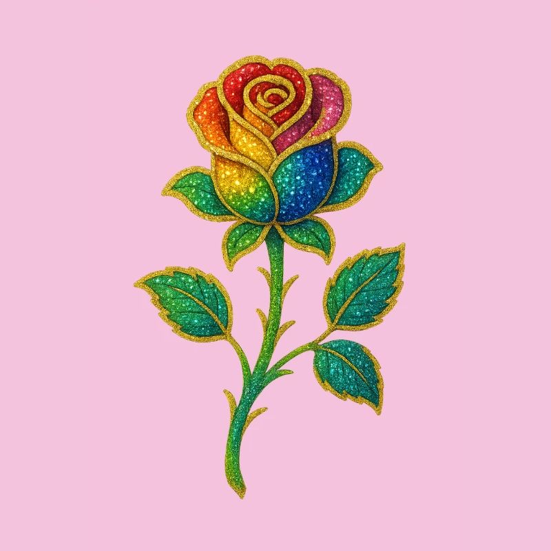 Regenbogen-Glitzer-Rosen-Design