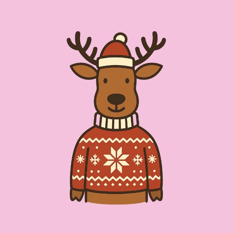 Lustiges Rentier im Norweger-Pullover