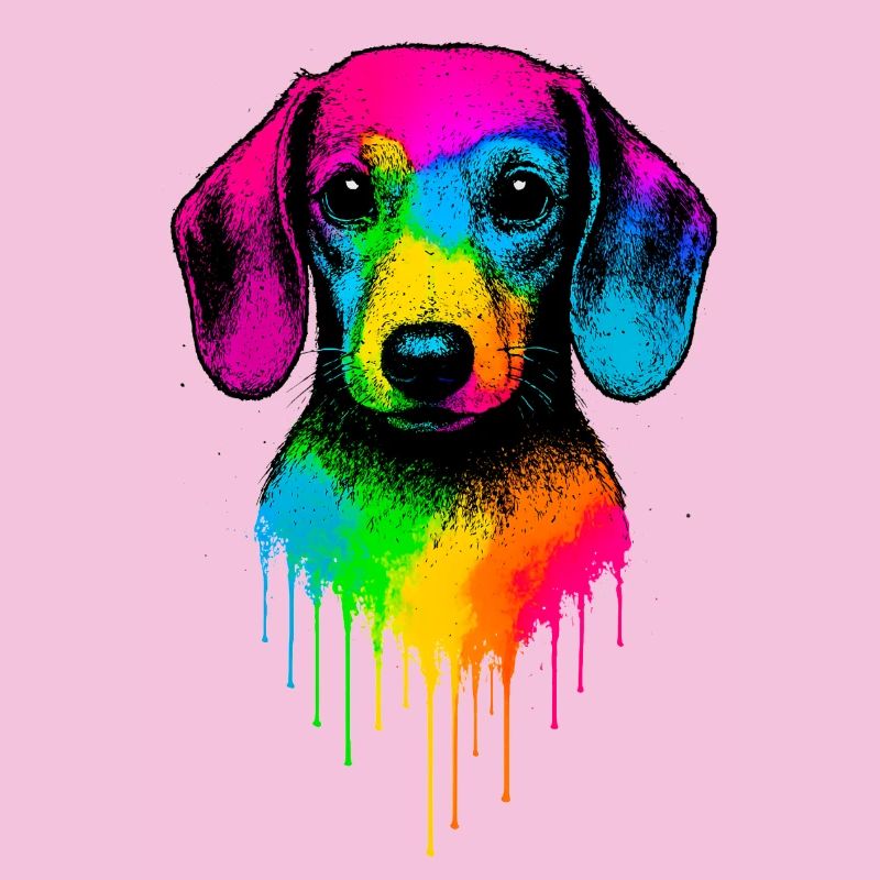Rainbow Dachshund Drop Art
