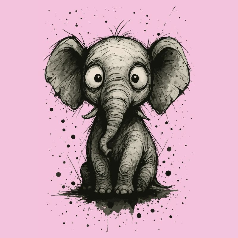 Funny elephant with big ears – comic strip splash
