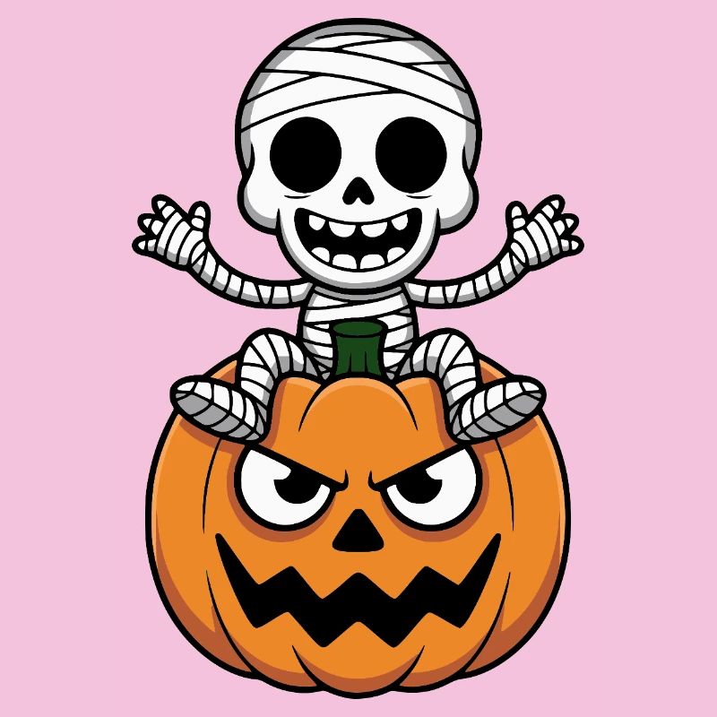 Halloween Skeleton on Pumpkin