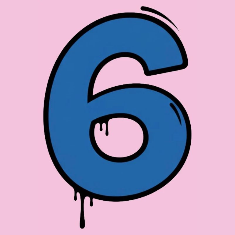 Graffiti Digit 6 Blue