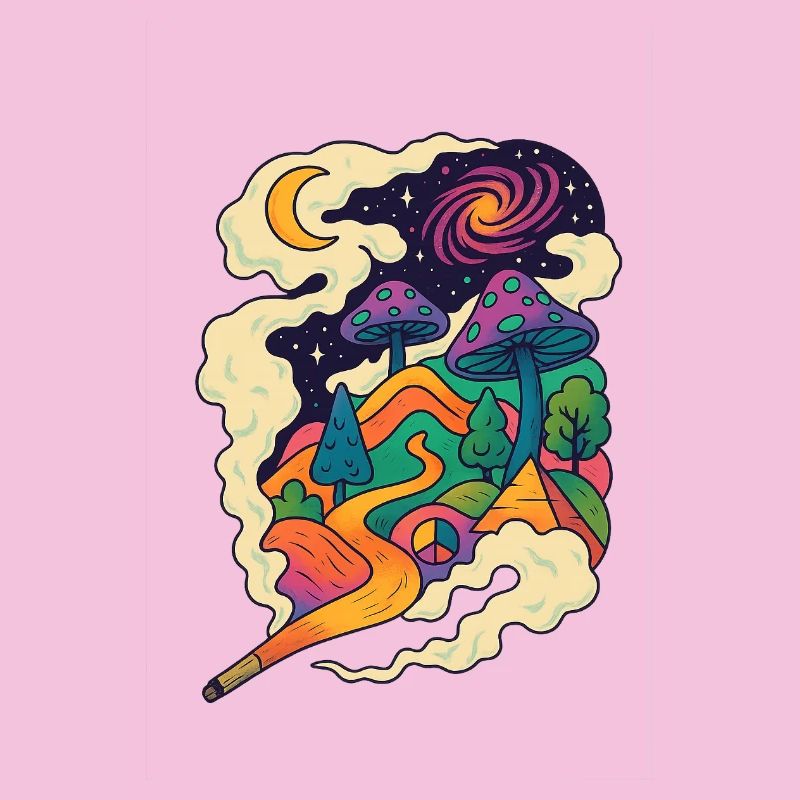 Psychedelische Pilzlandschaft Pfad