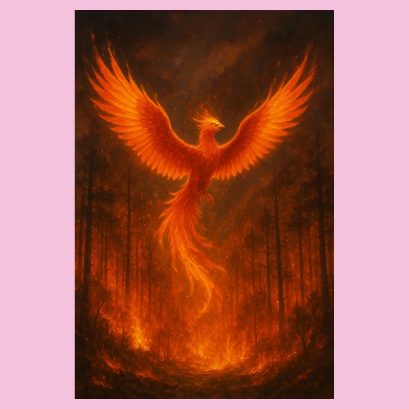 Flammender Phönix im Wald