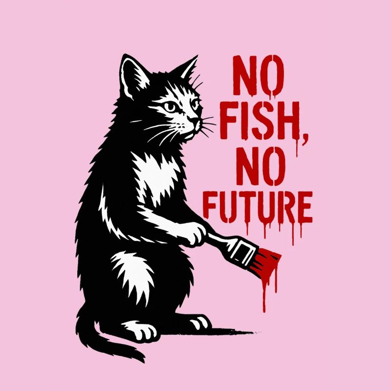 No Fish No Future Cat Graffiti