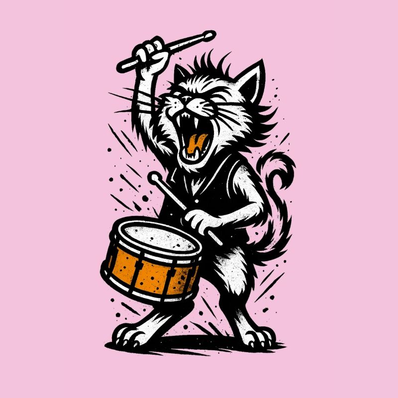 Katzen-Drummer im Sturm