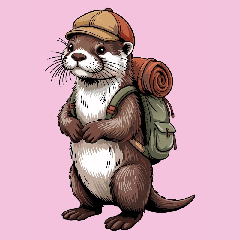 Otter Wanderer mit Rucksack