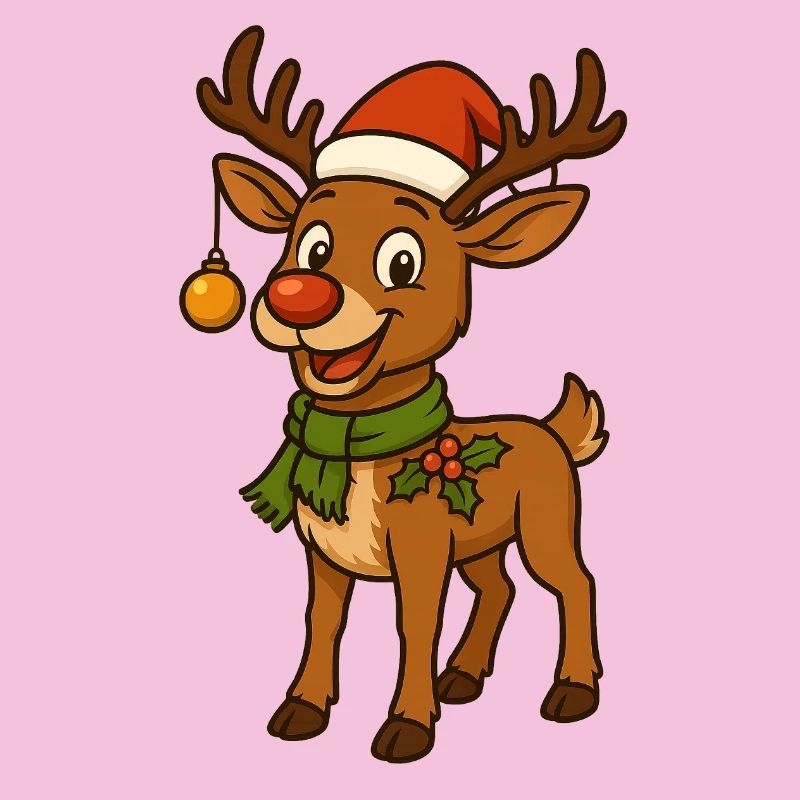 Comic-Weihnachtshirsch mit Deko