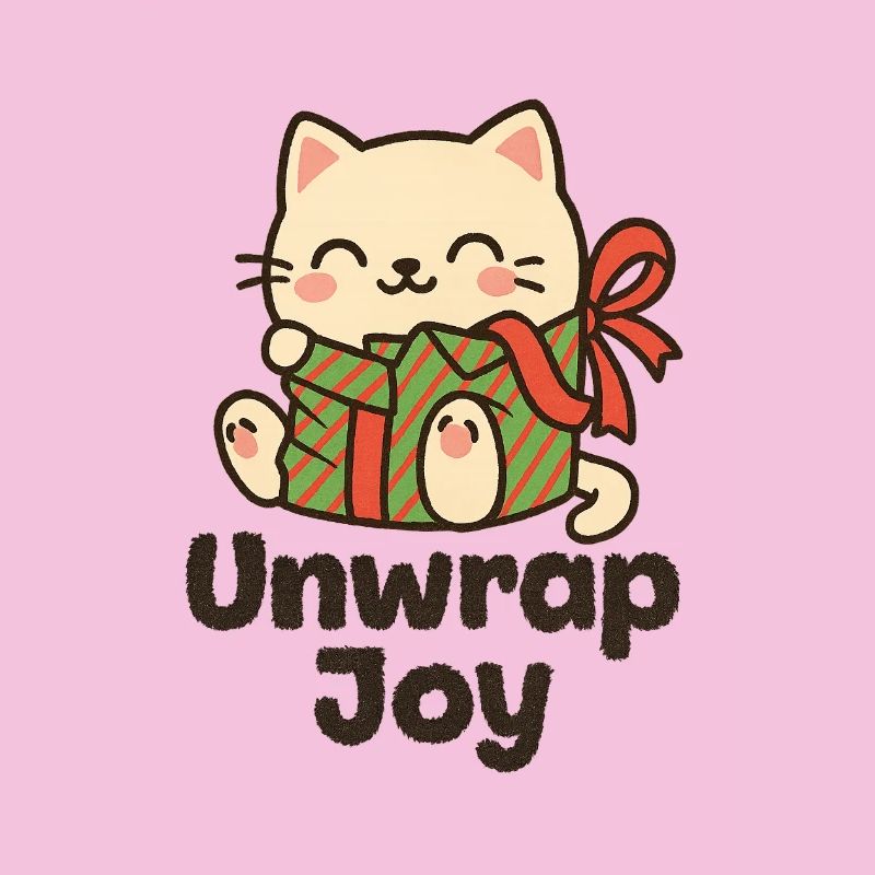 Katz mit Geschenk Unwrap Joy