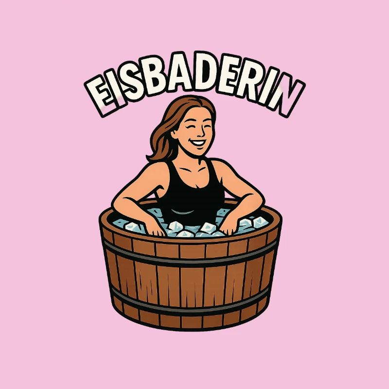 Eisbaderin im Holzfass