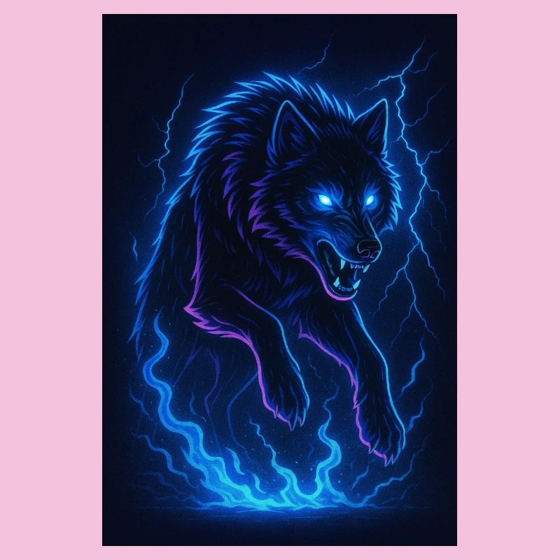 Neonwolf in Donner-Dunkelheit