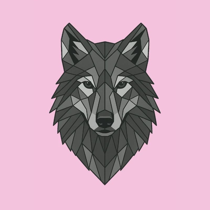 Geometrischer Grau-Wolfskopf