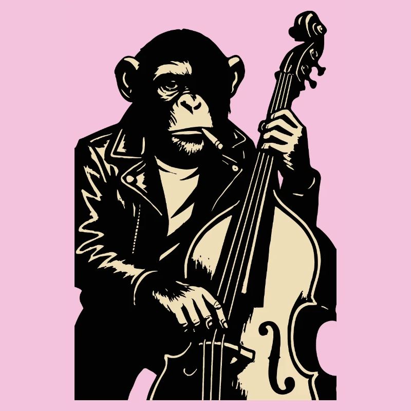 Lederbekleideter Monkey-Bassist
