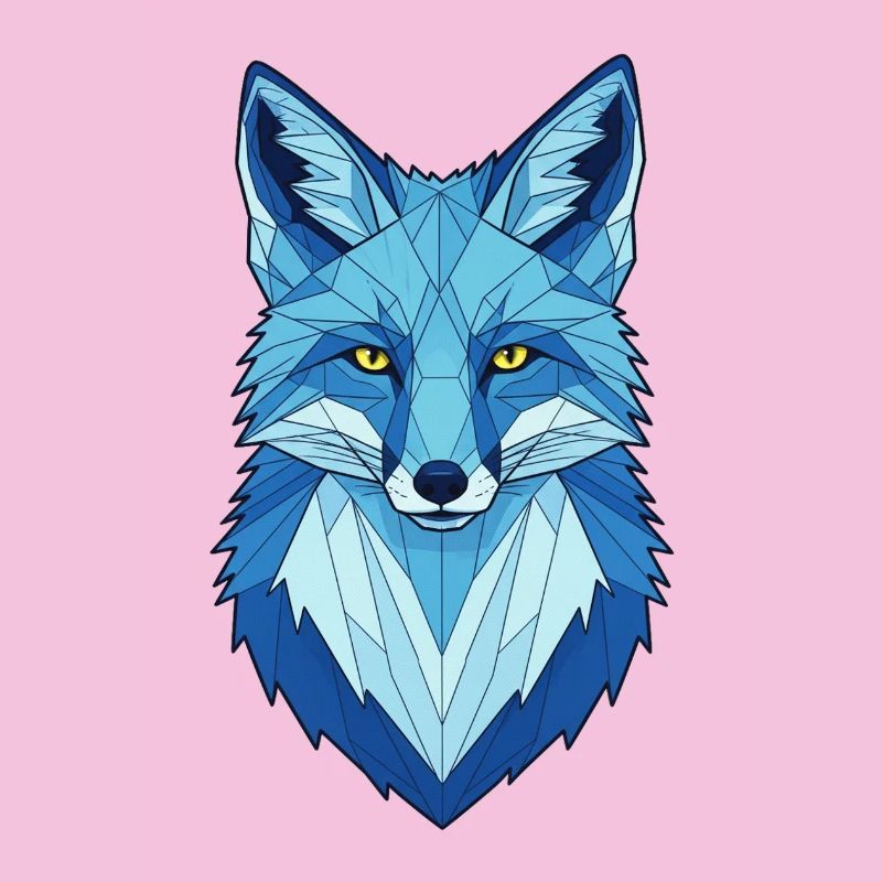 Blue Geometric Wolf Head