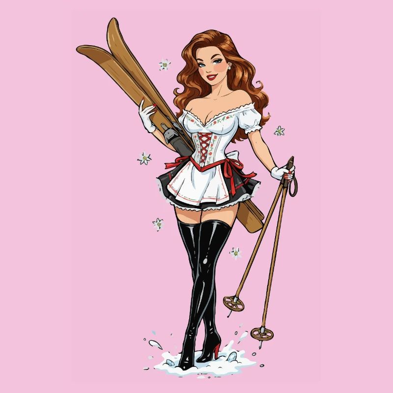 Dirndl-Ski-Pinup