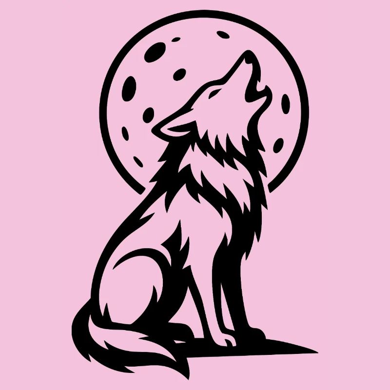 Wolf howling at full moon