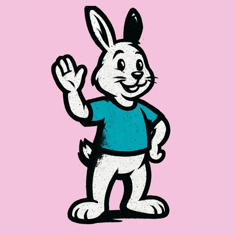 Winkernder Hase im Blau