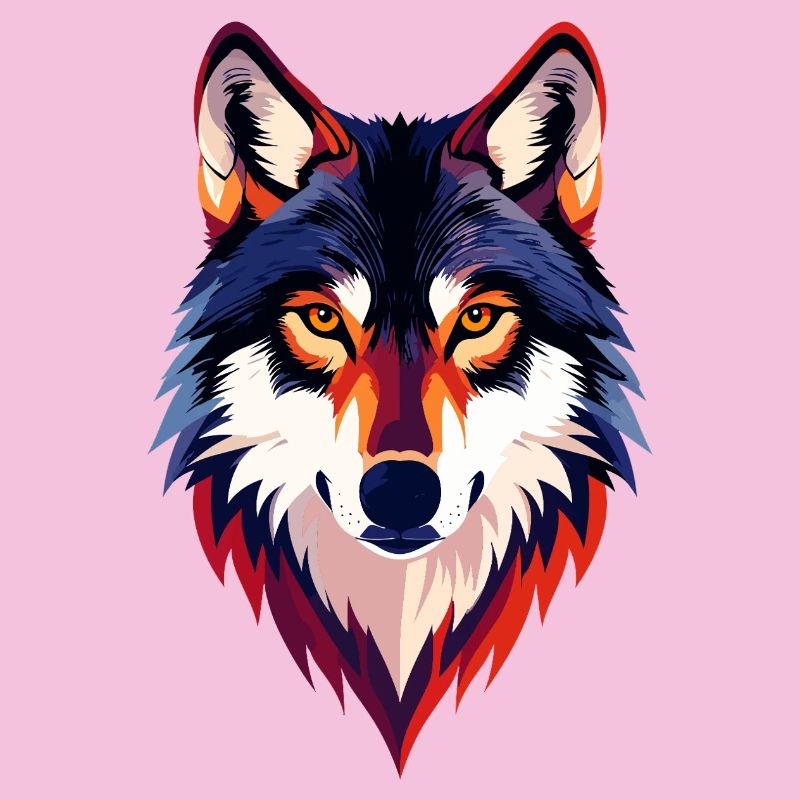 Farbiger Wolfkopf Wolfsblick Wolf Kopf Motiv