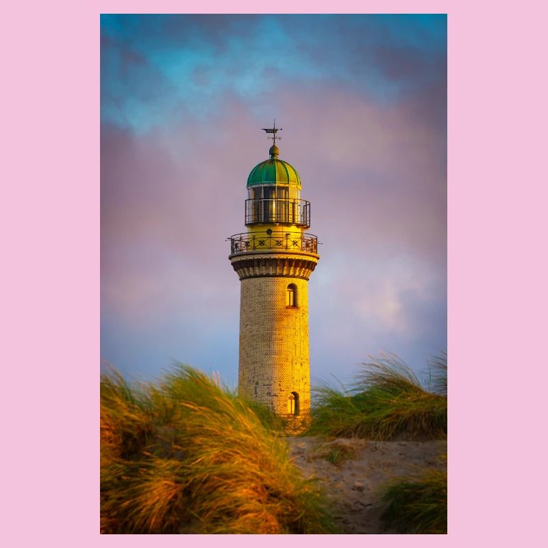Lighthouse in Warnemünde at sunset