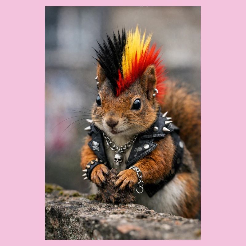 Punk Eichhörnchen mit Lederweste