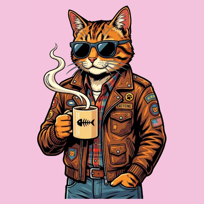 Katzenbiker mit Kaffee