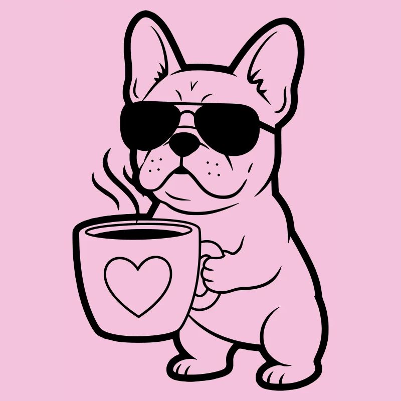 Frenchie Dog Coffee Outline