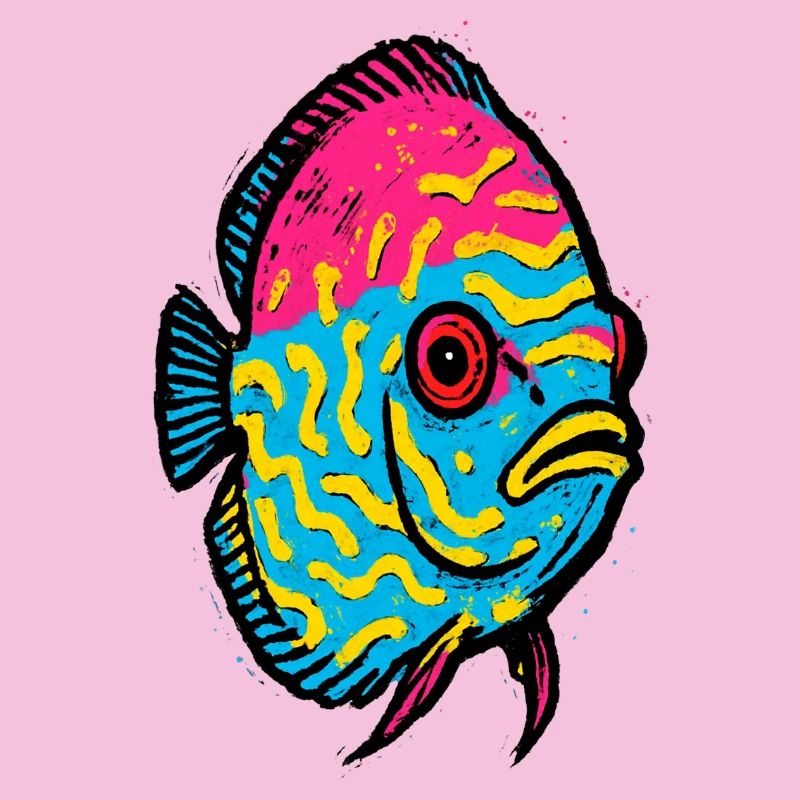 Poisson Discus Pop Art Rose et Jaune Vibrant