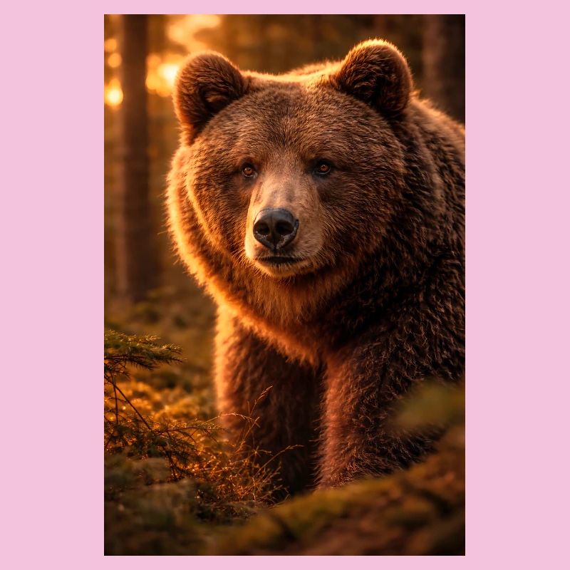 Sonnenuntergangsbär im Wald