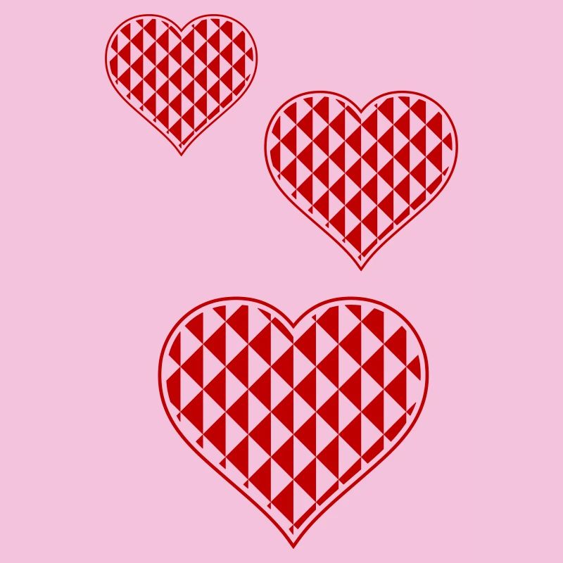 Geometric Hearts Pattern Red