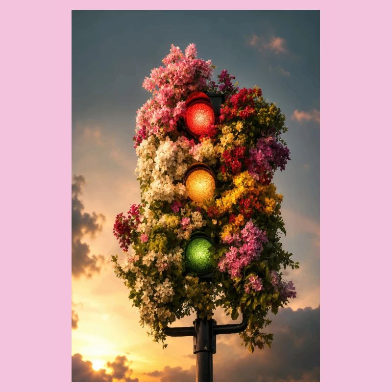 Lumière florale de feu de circulation