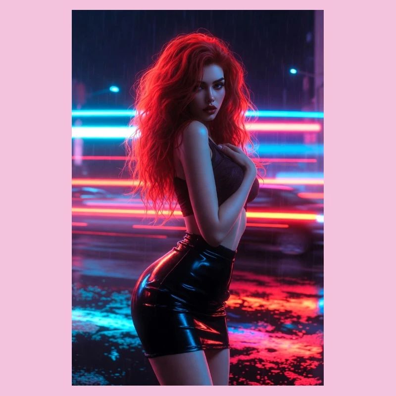 Femme rouge néon dans Luster