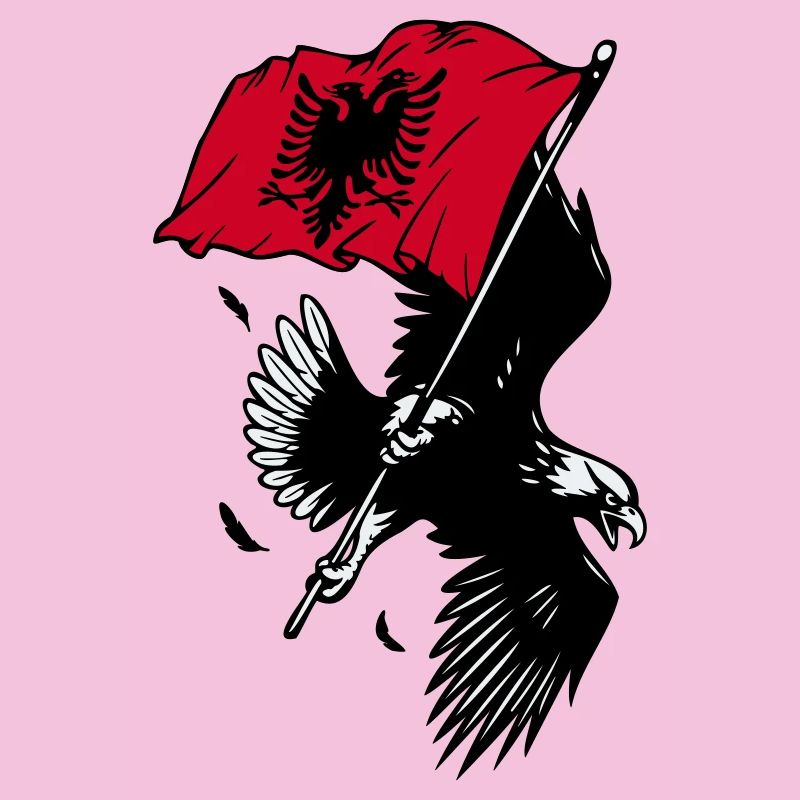 Aigle albanais avec drapeau